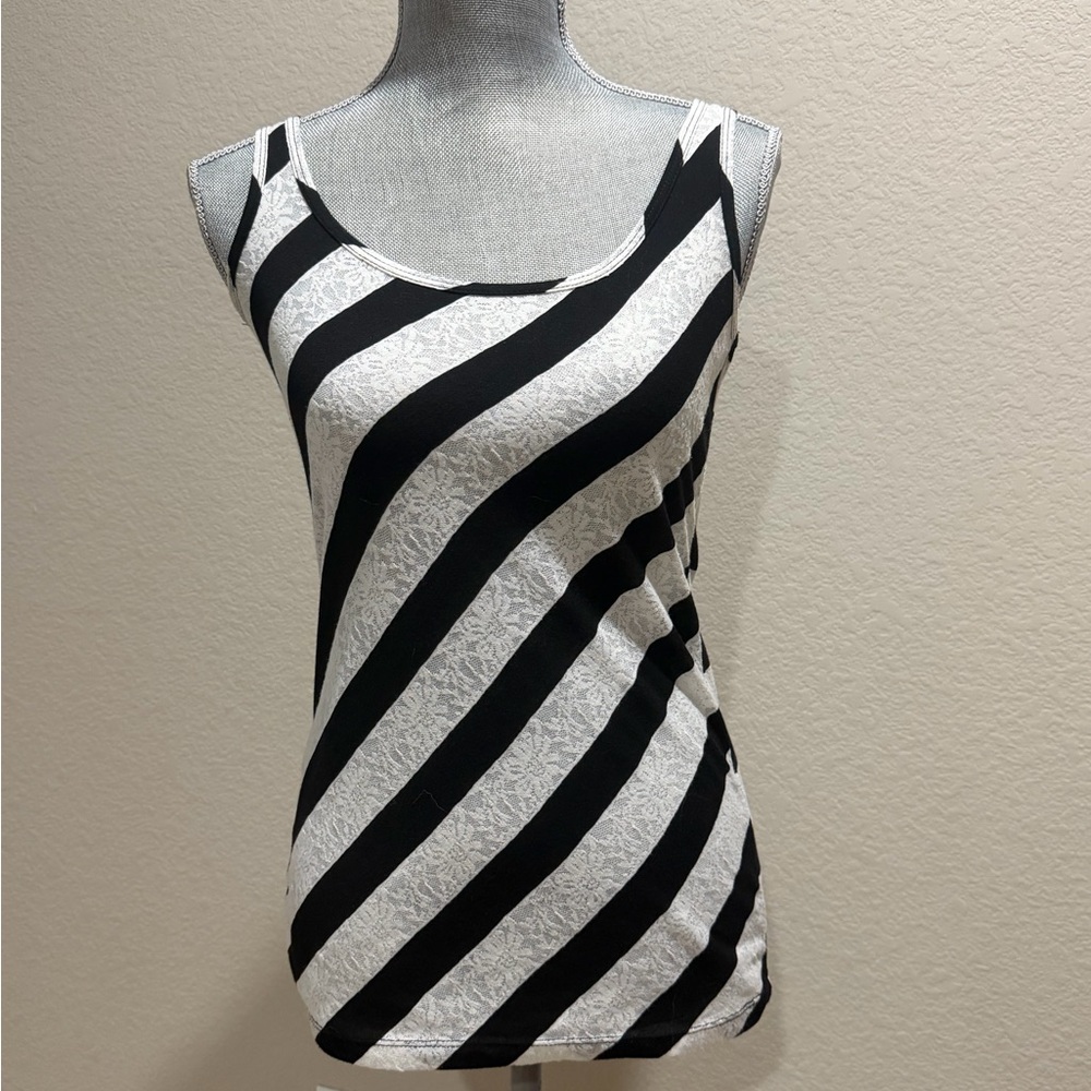 HeartSoul Black and White Striped Tank Top